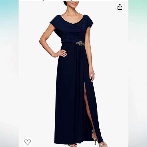Alex Evenings | Dresses | Alex Evenings Womens Long Cowl Neck Aline Dress |  Poshmark